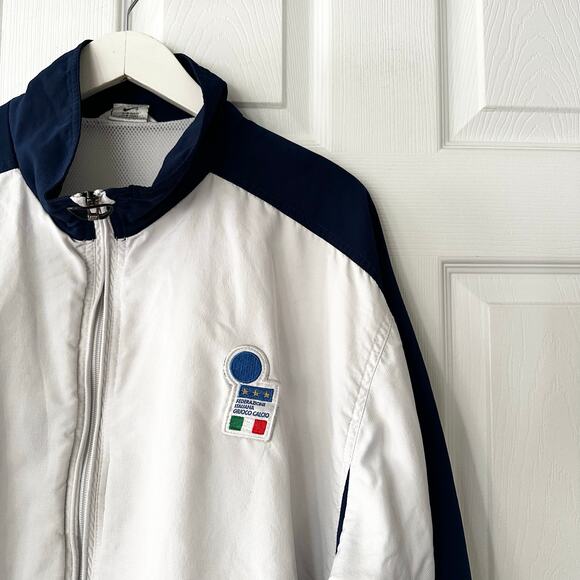 Nike Vintage Italy National Football Team Blue White Italia Windbreaker Jacket L - Picture 5 of 8